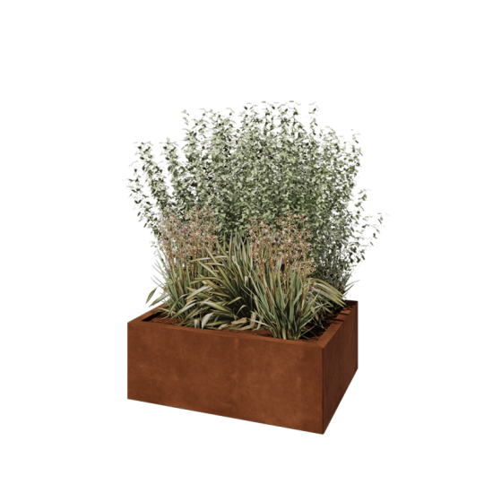 Cortenstaal plantenbak - Rechthoek - 80 x 60 x 30 cm - Met bodemplaat