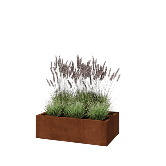 Cortenstaal plantenbak - Rechthoek - 100 x 60 x 30 cm - Met bodemplaat