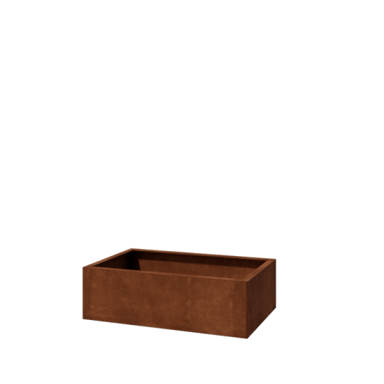 Cortenstaal plantenbak - Rechthoek - 100 x 60 x 30 cm - Met bodemplaat