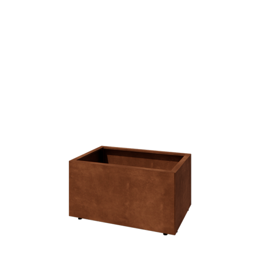 Cortenstaal plantenbak - Rechthoek - 80 x 50 x 40 cm - Met bodemplaat - Met poten