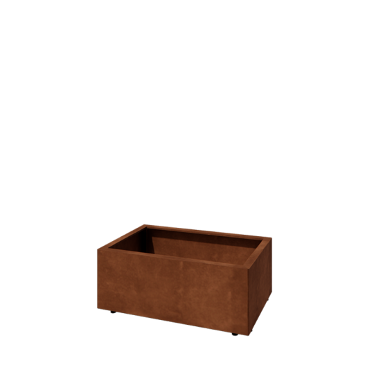 Cortenstaal plantenbak - Rechthoek - 80 x 50 x 30 cm - Met bodemplaat - Met poten