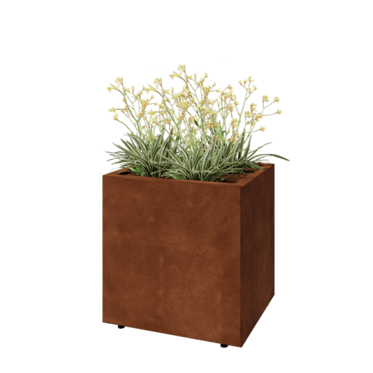 Cortenstaal plantenbak - Rechthoek - 60 x 50 x 60 cm - Met bodemplaat - Met poten