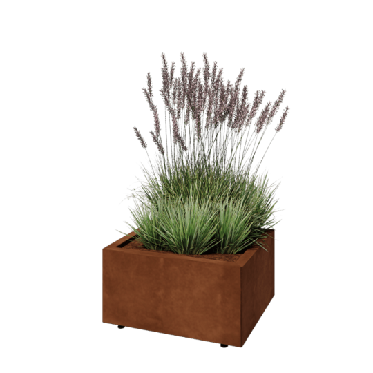 Cortenstaal plantenbak - Rechthoek - 60 x 50 x 30 cm - Met bodemplaat - Met poten