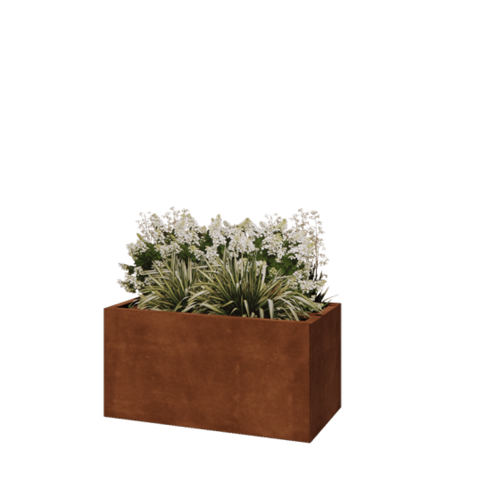 Cortenstaal plantenbak - Rechthoek - 100 x 50 x 50 cm - Met bodemplaat