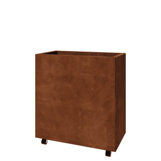 Cortenstaal plantenbak - Rechthoek - 80 x 40 x 80 cm - Met bodemplaat - Met wielen