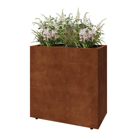 Cortenstaal plantenbak - Rechthoek - 80 x 40 x 80 cm - Met bodemplaat - Met poten