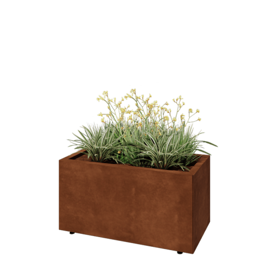 Cortenstaal plantenbak - Rechthoek - 80 x 40 x 40 cm - Met bodemplaat - Met poten
