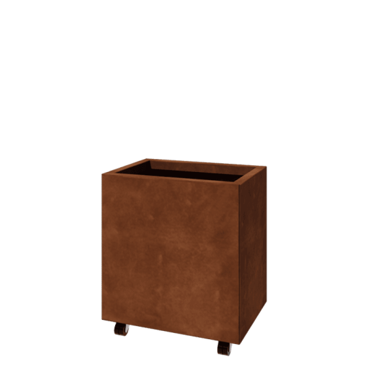 Cortenstaal plantenbak - Rechthoek - 60 x 40 x 60 cm - Met bodemplaat - Met wielen