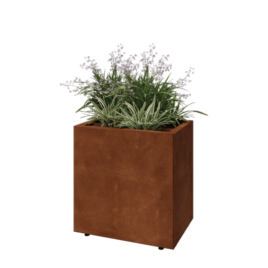 Cortenstaal plantenbak - Rechthoek - 60 x 40 x 60 cm - Met bodemplaat - Met poten