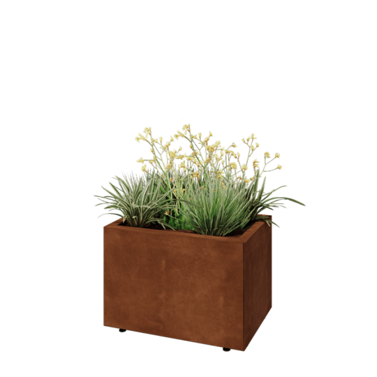 Cortenstaal plantenbak - Rechthoek - 60 x 40 x 40 cm - Met bodemplaat - Met poten