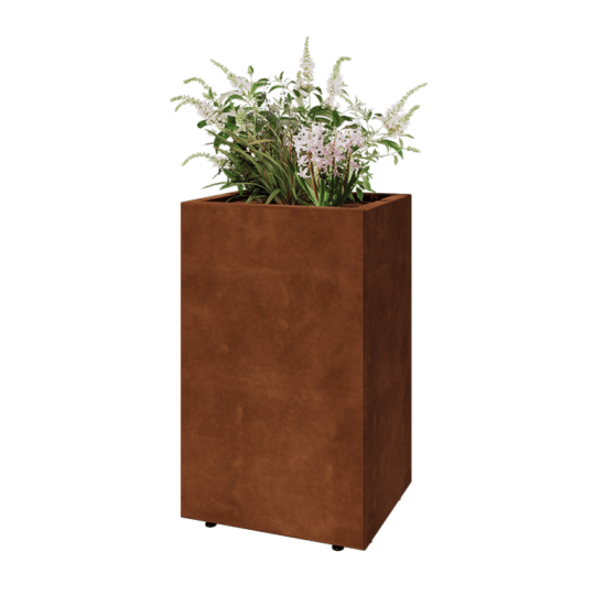 Cortenstaal plantenbak - Rechthoek - 50 x 40 x 80 cm - Met bodemplaat - Met poten