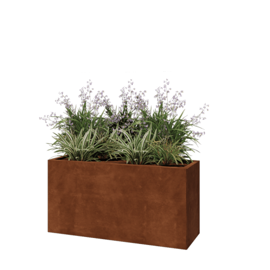 Cortenstaal plantenbak - Rechthoek - 120 x 40 x 60 cm - Met bodemplaat