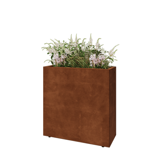 Cortenstaal plantenbak - Rechthoek - 80 x 30 x 80 cm - Met bodemplaat - Met poten