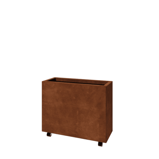 Cortenstaal plantenbak - Rechthoek - 80 x 30 x 60 cm - Met bodemplaat - Met wielen