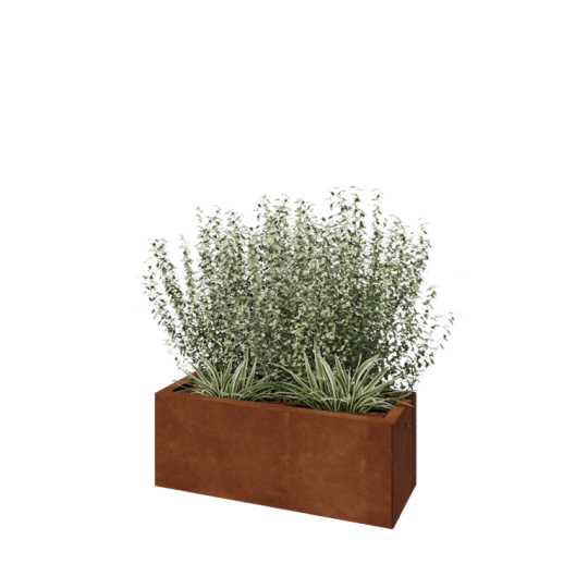 Cortenstaal plantenbak - Rechthoek - 80 x 30 x 30 cm - Met bodemplaat