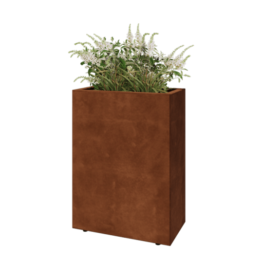 Cortenstaal plantenbak - Rechthoek - 60 x 30 x 80 cm - Met bodemplaat - Met poten