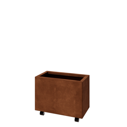 Cortenstaal plantenbak - Rechthoek - 60 x 30 x 40 cm - Met bodemplaat - Met wielen
