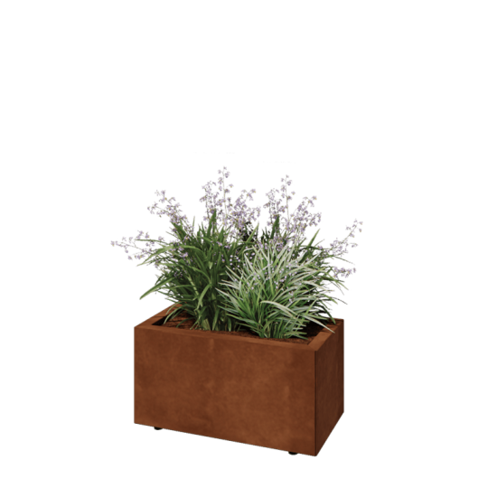 Cortenstaal plantenbak - Rechthoek - 60 x 30 x 30 cm - Met bodemplaat - Met poten