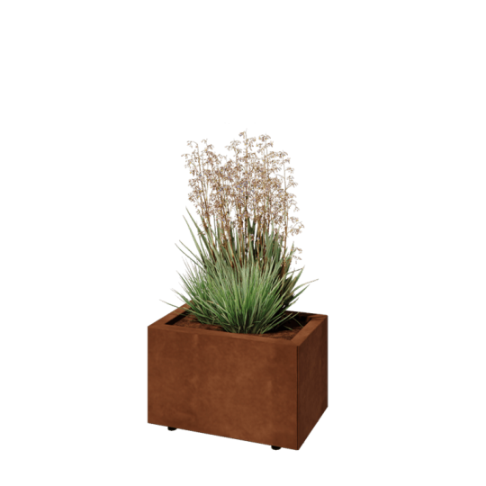 Cortenstaal plantenbak - Rechthoek - 50 x 30 x 30 cm - Met bodemplaat - Met poten