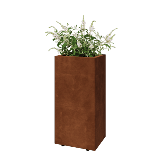 Cortenstaal plantenbak - Rechthoek - 40 x 30 x 80 cm - Met bodemplaat - Met poten