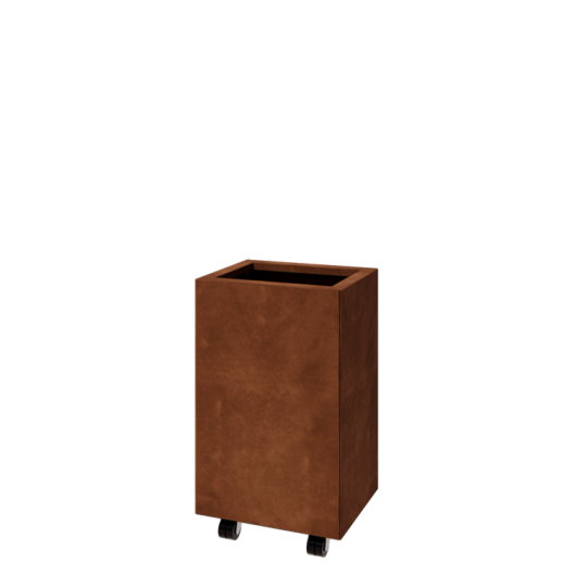 Cortenstaal plantenbak - Rechthoek - 40 x 30 x 60 cm - Met bodemplaat - Met wielen
