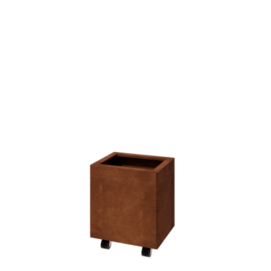Cortenstaal plantenbak - Rechthoek - 40 x 30 x 40 cm - Met bodemplaat - Met wielen