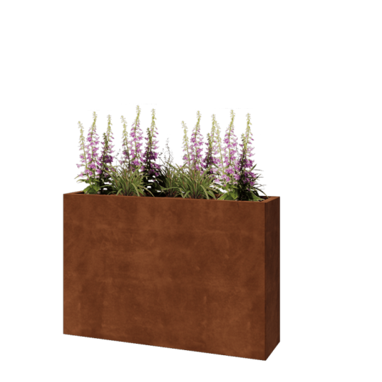 Cortenstaal plantenbak - Rechthoek - 120 x 30 x 80 cm - Met bodemplaat