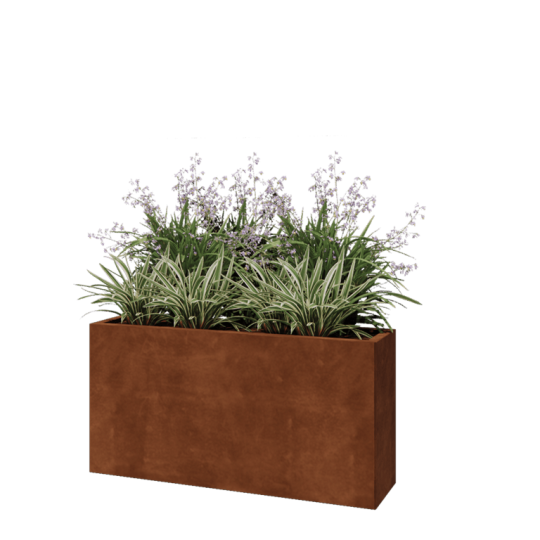 Cortenstaal plantenbak - Rechthoek - 120 x 30 x 60 cm - Met bodemplaat
