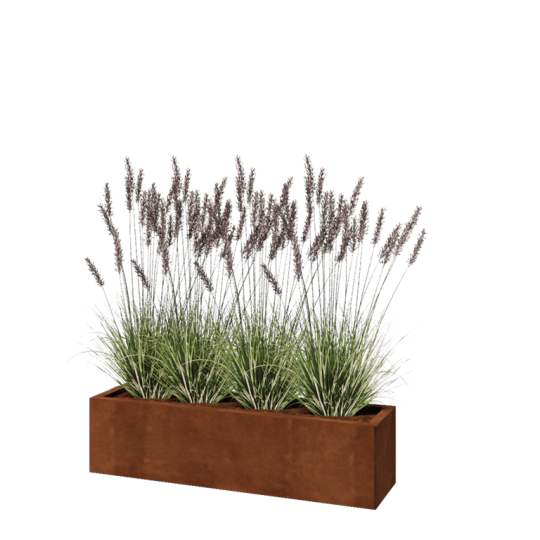 Cortenstaal plantenbak - Rechthoek - 120 x 30 x 30 cm - Met bodemplaat