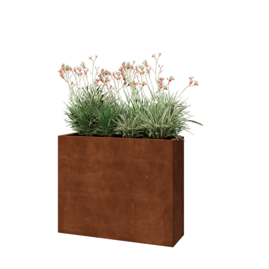 Cortenstaal plantenbak - Rechthoek - 100 x 30 x 80 cm - Met bodemplaat