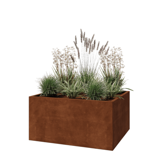Cortenstaal plantenbak - Rechthoek - 120 x 100 x 60 cm - Met bodemplaat