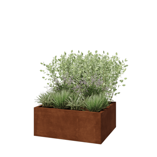 Cortenstaal plantenbak - Rechthoek - 100 x 80 x 40 cm - Met bodemplaat
