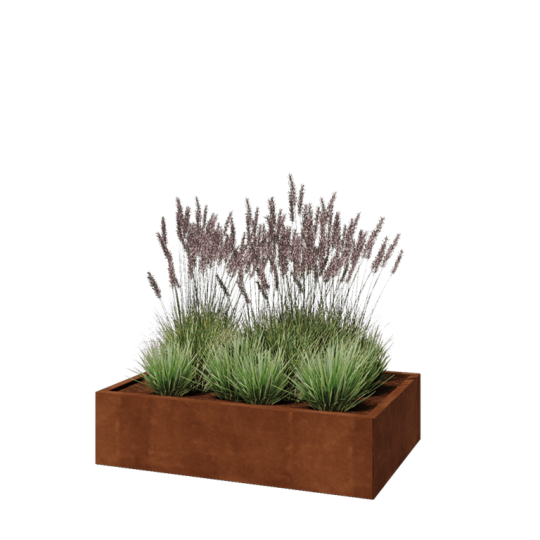 Cortenstaal plantenbak - Rechthoek - 120 x 80 x 30 cm - Met bodemplaat