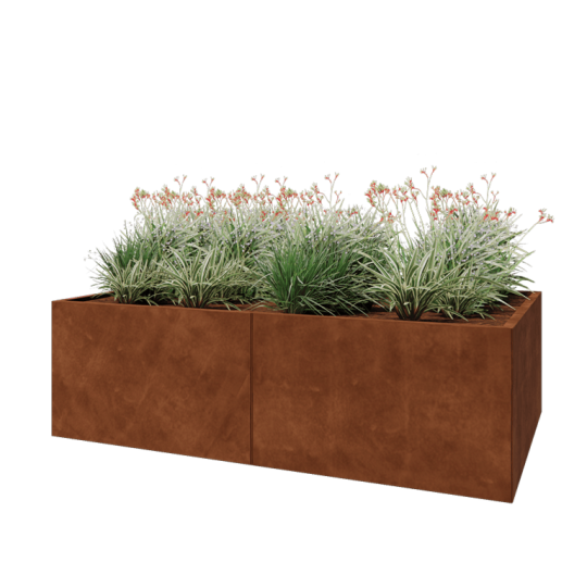 Cortenstaal plantenbak XXL - Rechthoek - 200 x 120 x 60 cm - Zonder bodemplaat