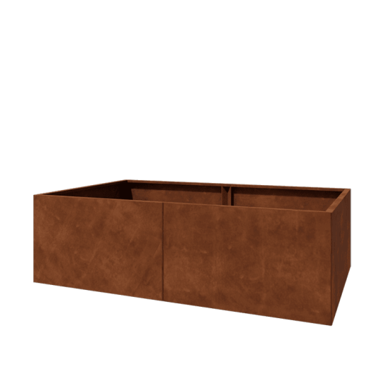 Cortenstaal plantenbak XXL - Rechthoek - 200 x 120 x 60 cm - Met bodemplaat