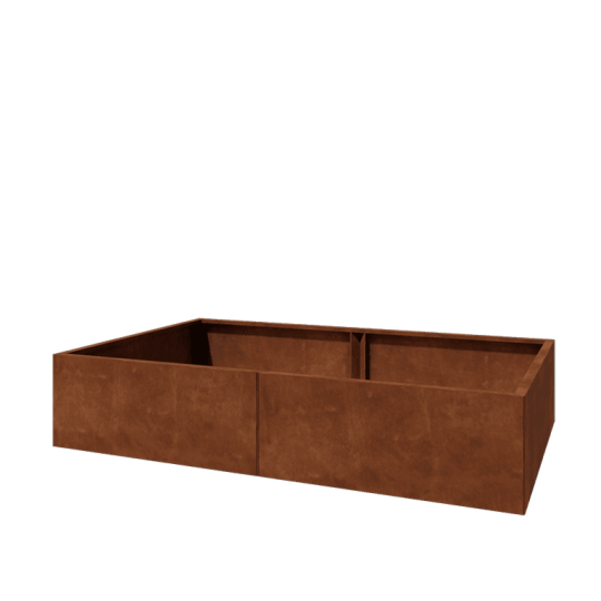 Cortenstaal plantenbak XXL - Rechthoek - 200 x 120 x 40 cm - Met bodemplaat
