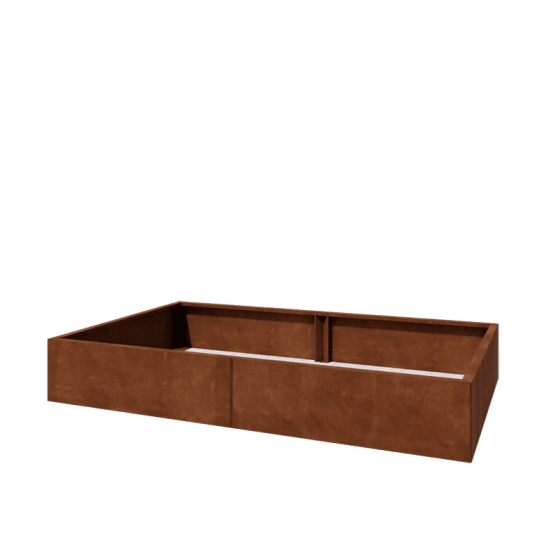 Cortenstaal plantenbak XXL - Rechthoek - 200 x 120 x 30 cm - Met bodemplaat