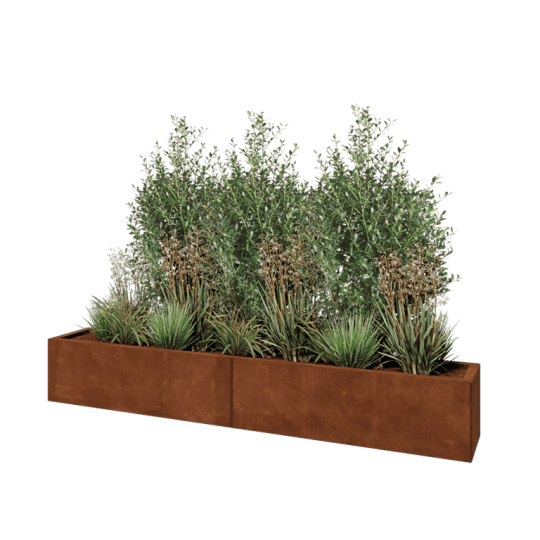 Cortenstaal plantenbak XXL - Rechthoek - 200 x 30 x 30 cm - Zonder bodemplaat