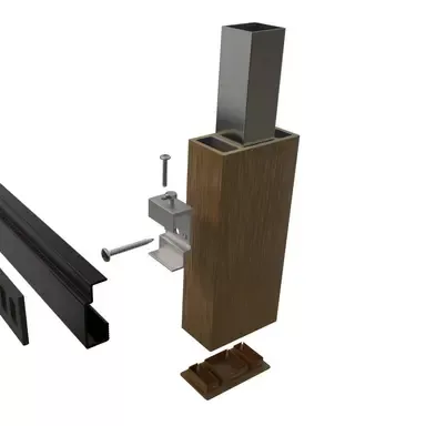 Brise Soleil verstelbare alu Montageclip RAL9005 verpakt per 10 + RVS Bouten & Schroeven