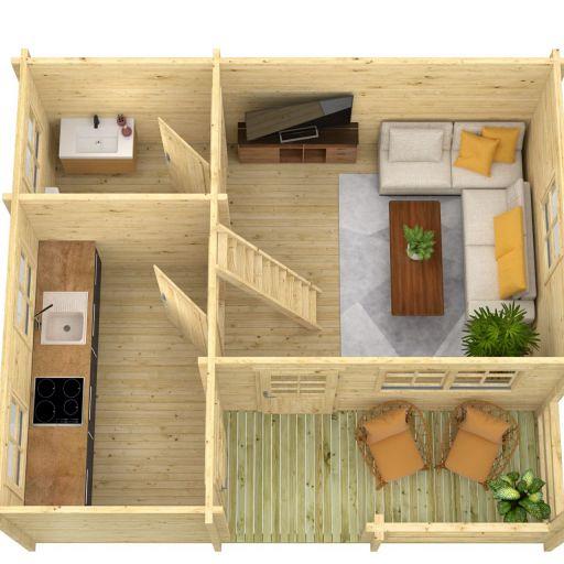 Blokhut – Tuinhuis Edelweiss | 70 mm | onbehandeld