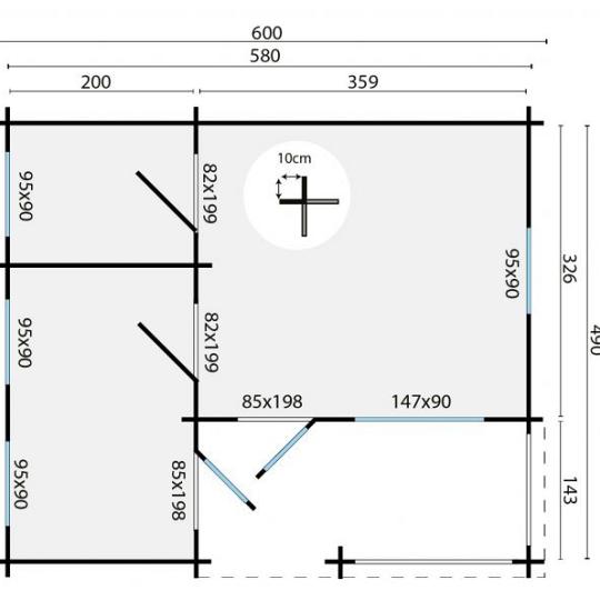 Blokhut – Tuinhuis Edelweiss | 70 mm | onbehandeld