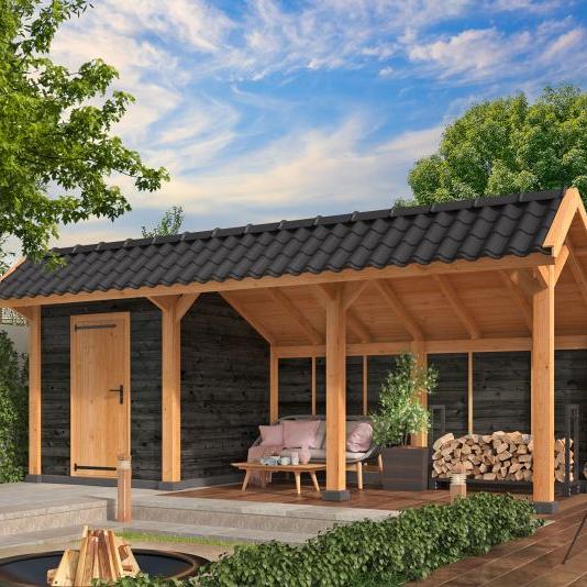 Kapschuur Bergen L Type 7 Douglas Gedroogd Potdekselplank zwart