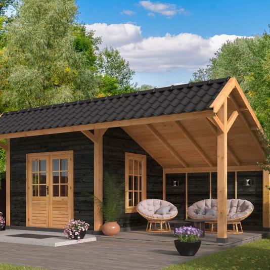 Kapschuur Bergen XL, Type 3 Douglas Gedroogd Potdekselplank zwart