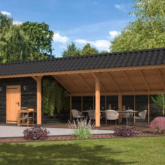 Kapschuur Bergen XL, Type 7 Douglas Gedroogd Potdekselplank zwart