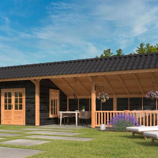 Kapschuur Bergen XL, Type 8 Douglas Gedroogd Potdekselplank zwart