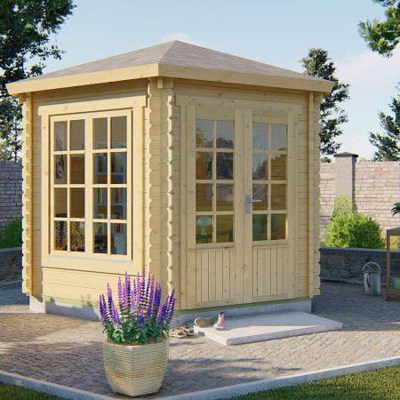 Blokhut - Tuinhuis Nora | 34 mm | vuren groen geïmpregneerd