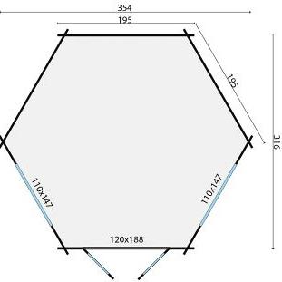 Blokhut - Tuinhuis Nora | 34 mm | vuren honinggeel geïmpregneerd