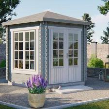 Blokhut - Tuinhuis Nora | 34 mm | vuren grijs geïmpregneerd