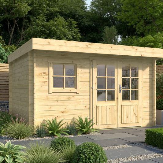 Blokhutprieel - Tuinhuis Marit | 44 mm | vuren grijs geïmpregneerd