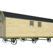 Circuswagen Dan | 19mm | vuren onbehandeld | 328 x 720 cm | excl. onderstel, deuren, en ramen